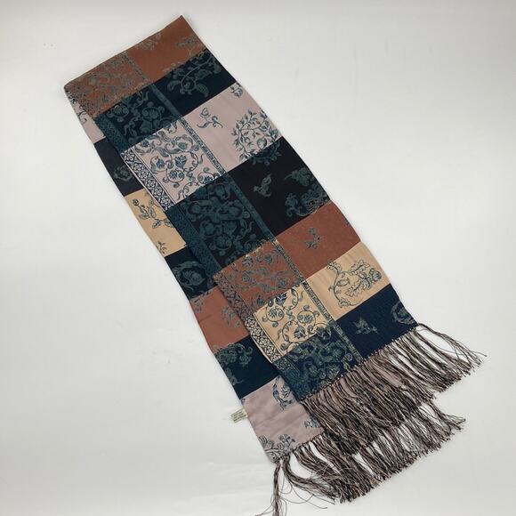 Pazuki Silk Patchwork Scarf Made In England 10.5 x 60 - Picture 7 of 13